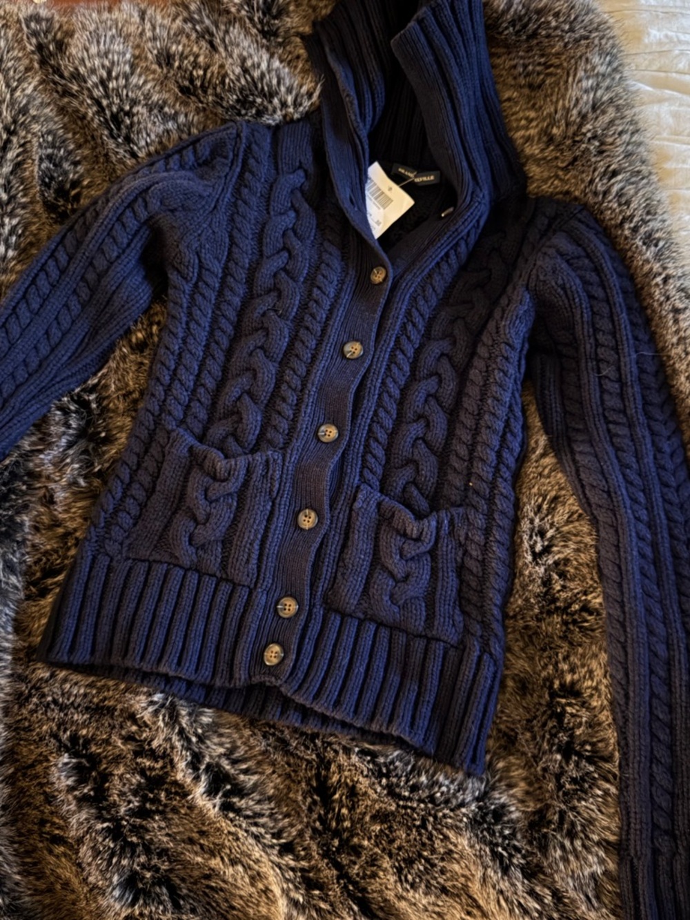 Rare Brandy Melville Navy Cable-Knit Button Cardigan Singapore Exclusive